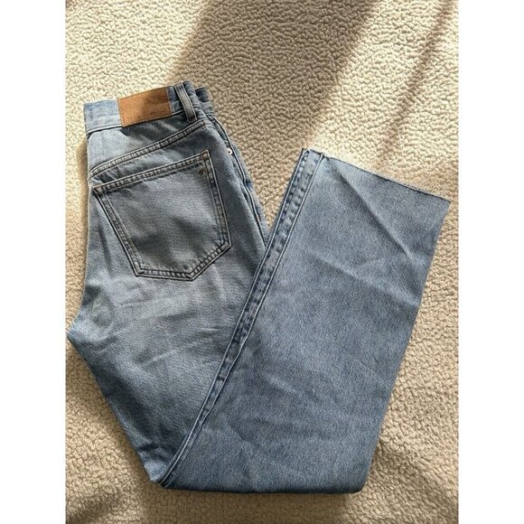 Madewell The'90s Straight Jean in Revoir Wash Ripped Raw Hem Size 25 Petite - Picture 6 of 13